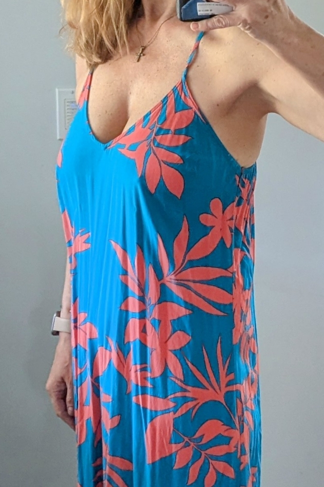 Tropical vacation Blue Palm orange Old Navy Tropical Maxi Dress small / medium